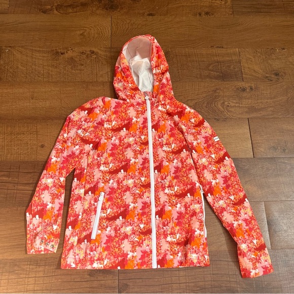 Hunter for target girl waterproof windbreaker jacket w/hood Sz large orange - Picture 3 of 8